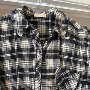 nuuds Black and White Plaid Button Down flannel shirt